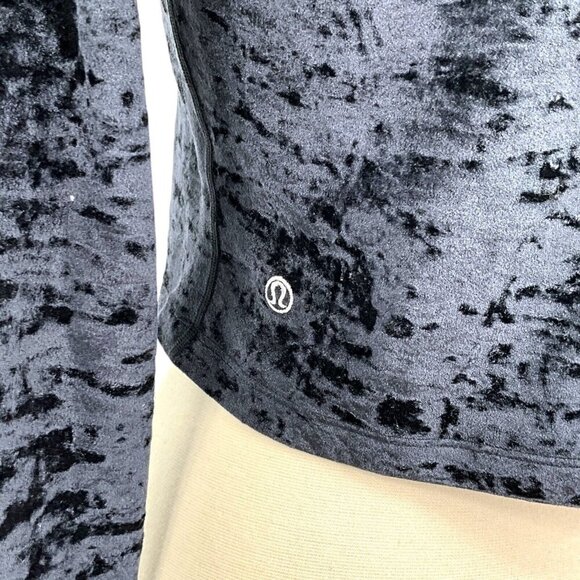Lululemon All Aligned Mock Neck Long Sleeve Crushed Velvet Black Size 8 - Picture 5 of 8
